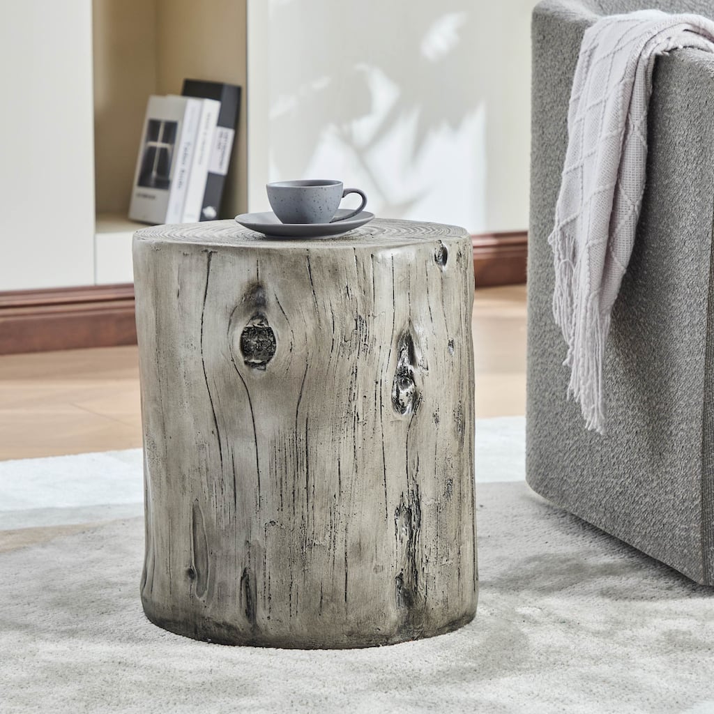 Christopher Knight Home - Terra Rustic Tree-Stump MGO Side Table in Gray Wood Grain - 14.57"W x 13.58"D x 16.93" H
