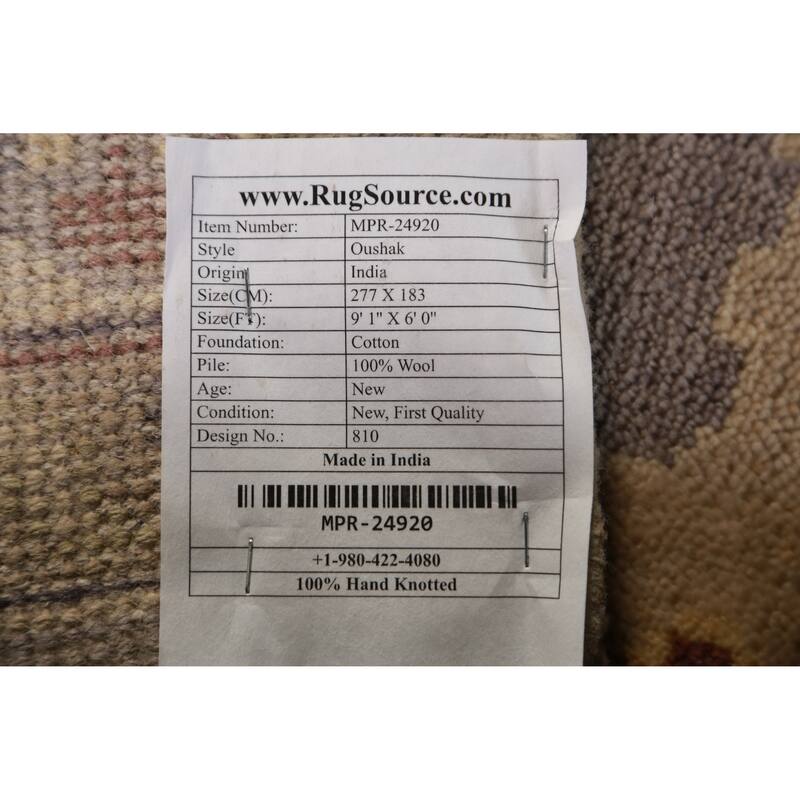 Earth Tone Oushak Indian Area Rug Handmade Wool Carpet - 6'0" x 9'1"