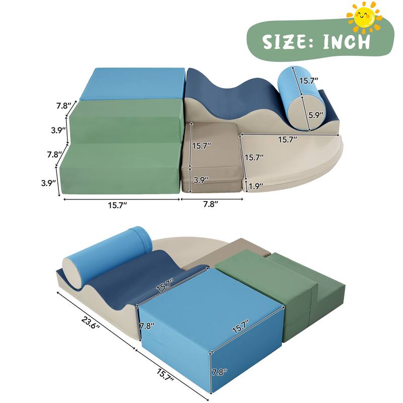 Soft Climb and Crawl Foam Playset 6 in 1, Soft Play Equipment Climb and Crawl Playground for Kids,Kids Crawling