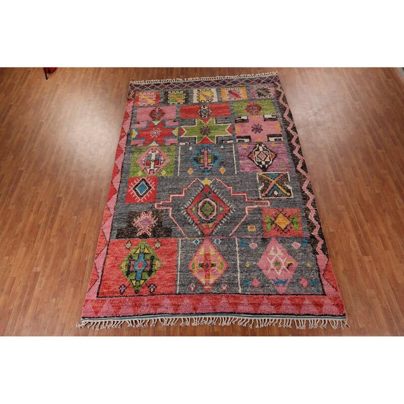 Geometric Moroccan Oriental Area Rug Handmade Tribal Wool Carpet - 8'5" x 12'9"