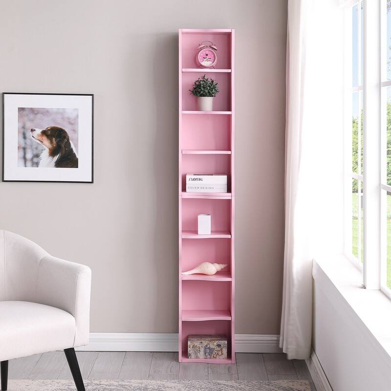 Wavy Border 8-Tier Adjustle Shelf - Modular Ultra-Thin Bookcase for Home Office & Display