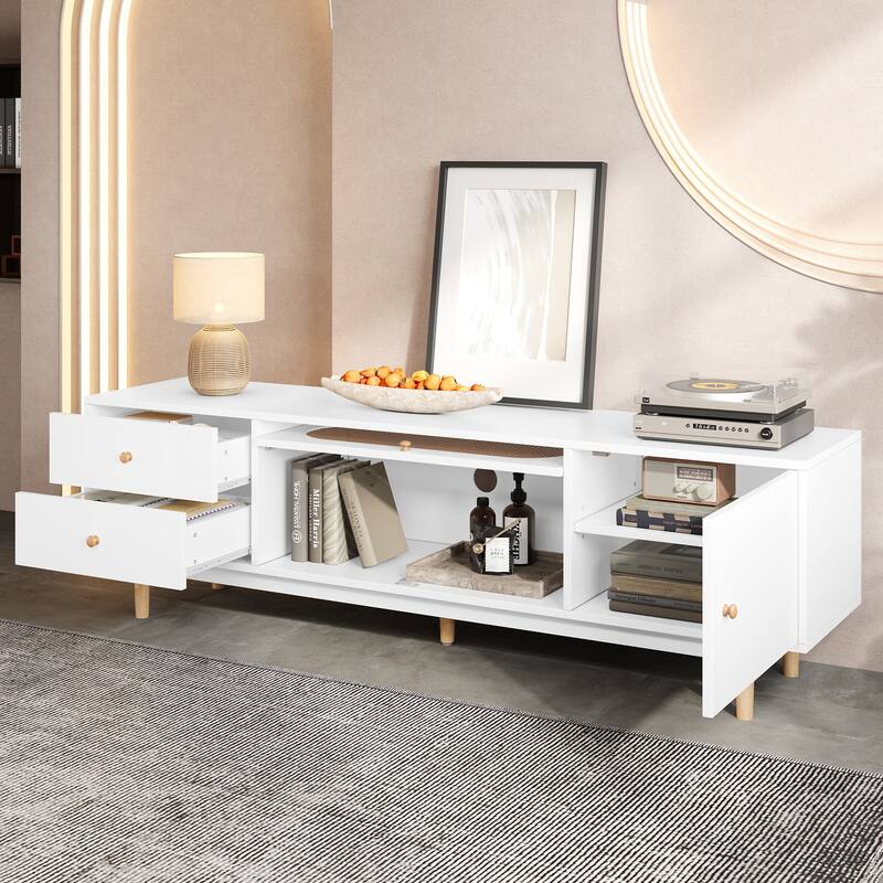 70" TV Stand for 80" TVs, Minimalist Media Console with Drawers, Entertainment Center for Living Room & Bedroom