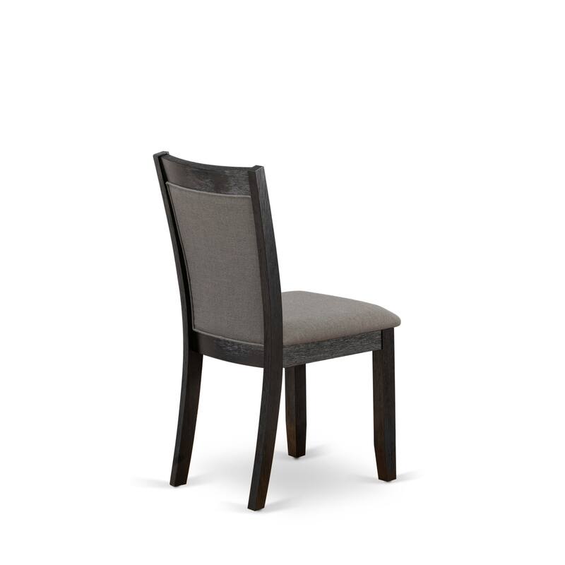 East West Furniture Dining Table Set- a Round Kitchen Table and Linen Fabric Dining Chairs, Wire brushed Black (Pieces Options)