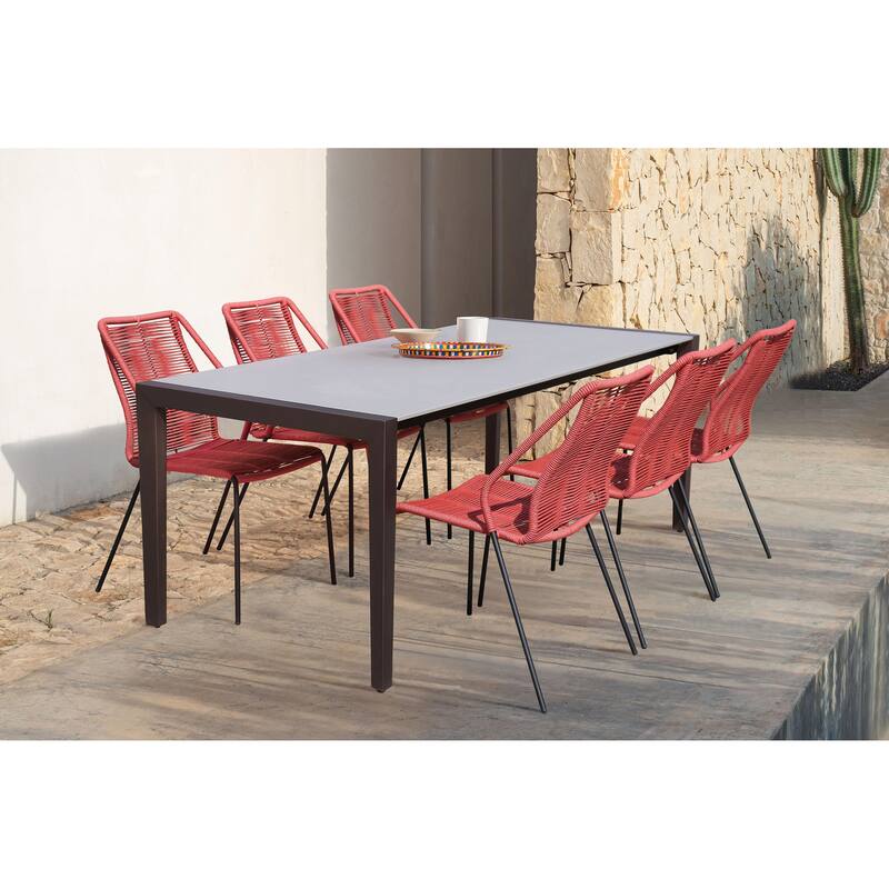 Clip Rope and Steel Indoor Outdoor Stack Dining Chairs - Set of 2