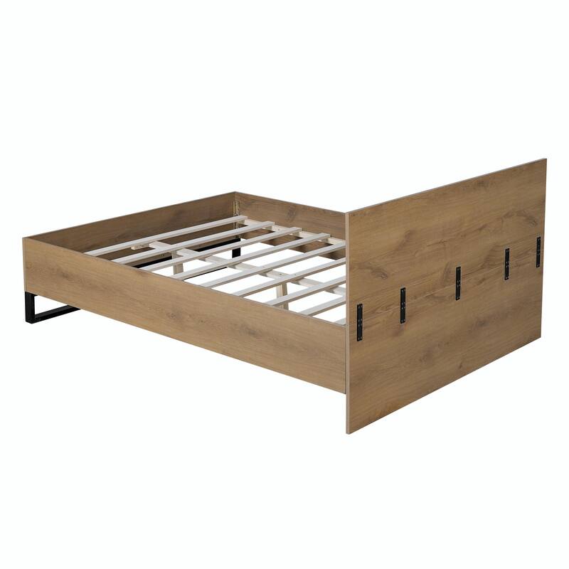 Engineered Wood Bed Frame, Natural & Black Color