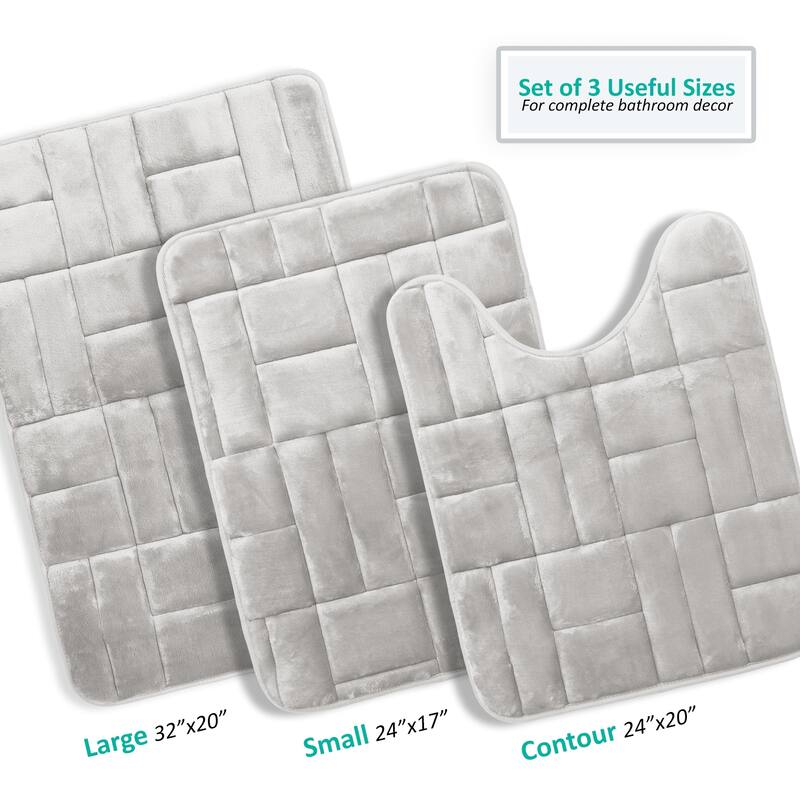 Clara Clark Ultra Soft Non Slip and Absorbent Bath Rug - Tiled Velvet Memory Foam Bath Mat
