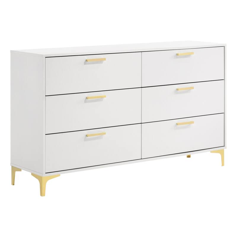 Karena White Rectangular 6-Drawer Dresser