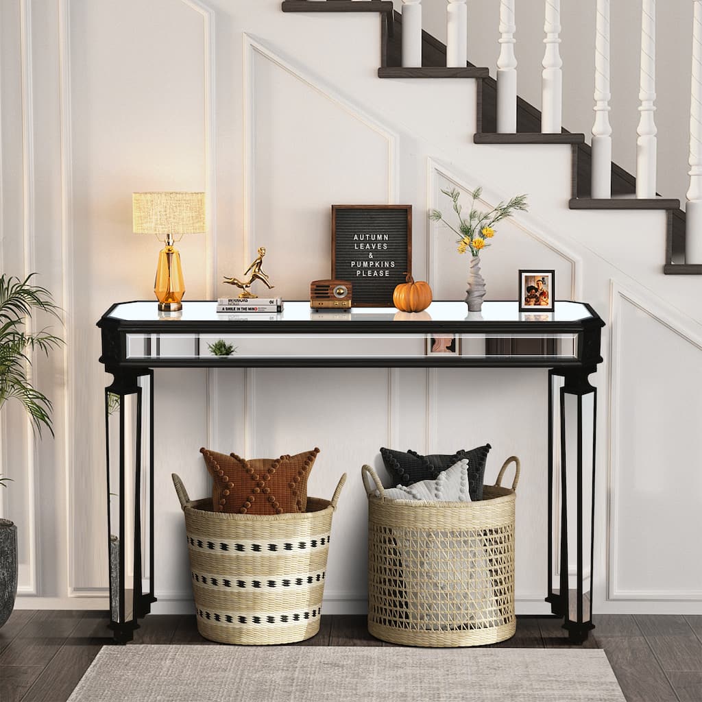 Black Mirror Console Table for Entryway