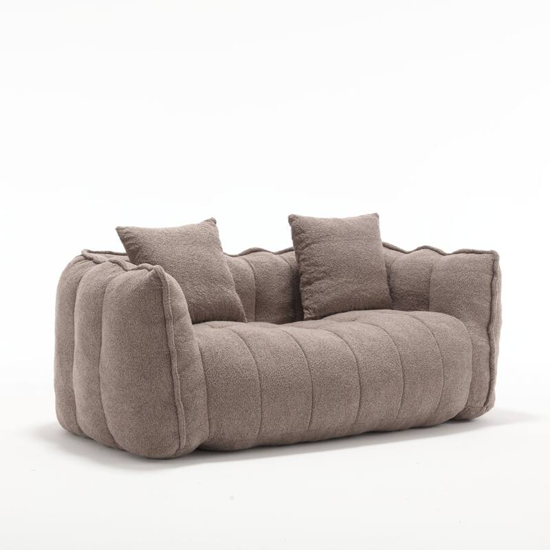 Soft Bean Bag Chair for Adults, Cozy Lazy Bean Bag Sofa, 2 Seat with Armrests for Home