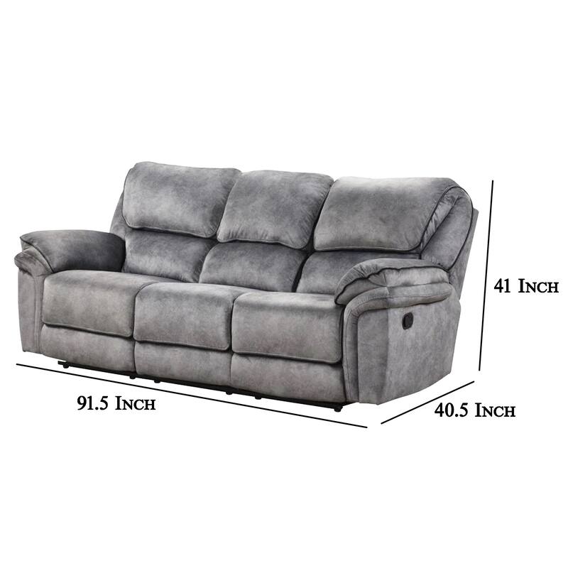 Arisa Sofa and Loveseat Manual Recliner Set, Gray Faux Leather, Drop Table