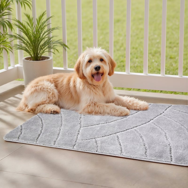 Grey Indoor Door Mat Polyester Rubber Non-Slip Absorbent 35x24in - 35.83 x 24.02 x 0.47 in