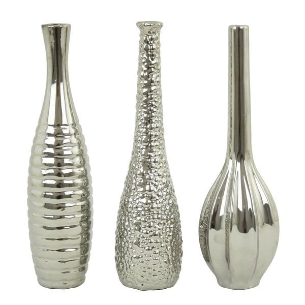 Aspire Home Accents 6629 Tianna Silver Vases (Set of 3)