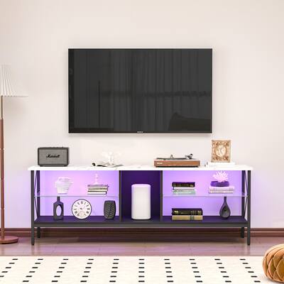 White 61.81" Modern LED TV Stand for 65" TVs