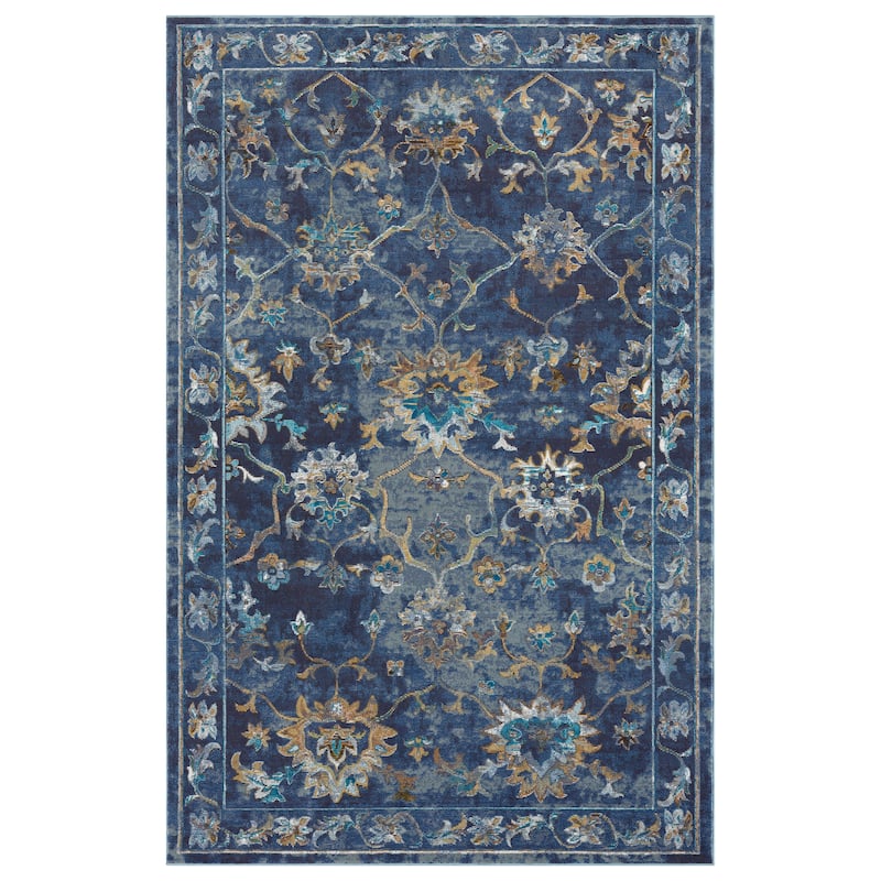Sevita Gaia Farmhouse Floral Durable Performance Blue Indoor Area Rug - 8'9" x 11'9"