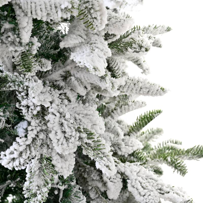 Snow Flocked 8FT PE PVC Mixed Christmas Tree Hinged Xmas Tree