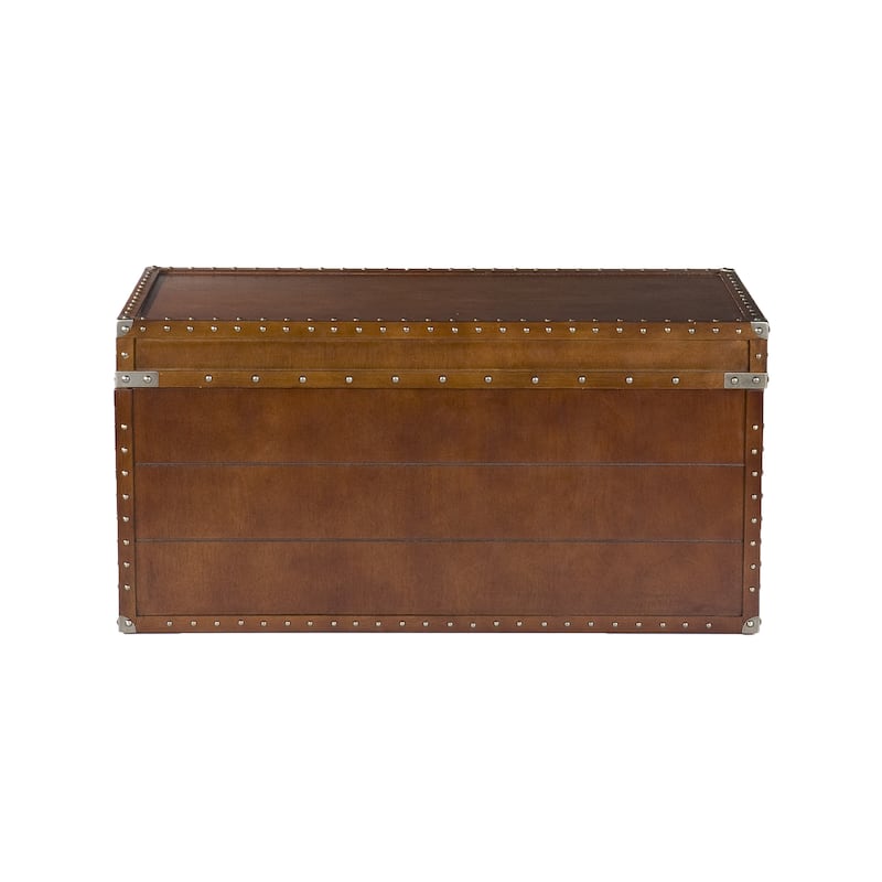 SEI Furniture Steamer Walnut Finish Trunk Coffee Table