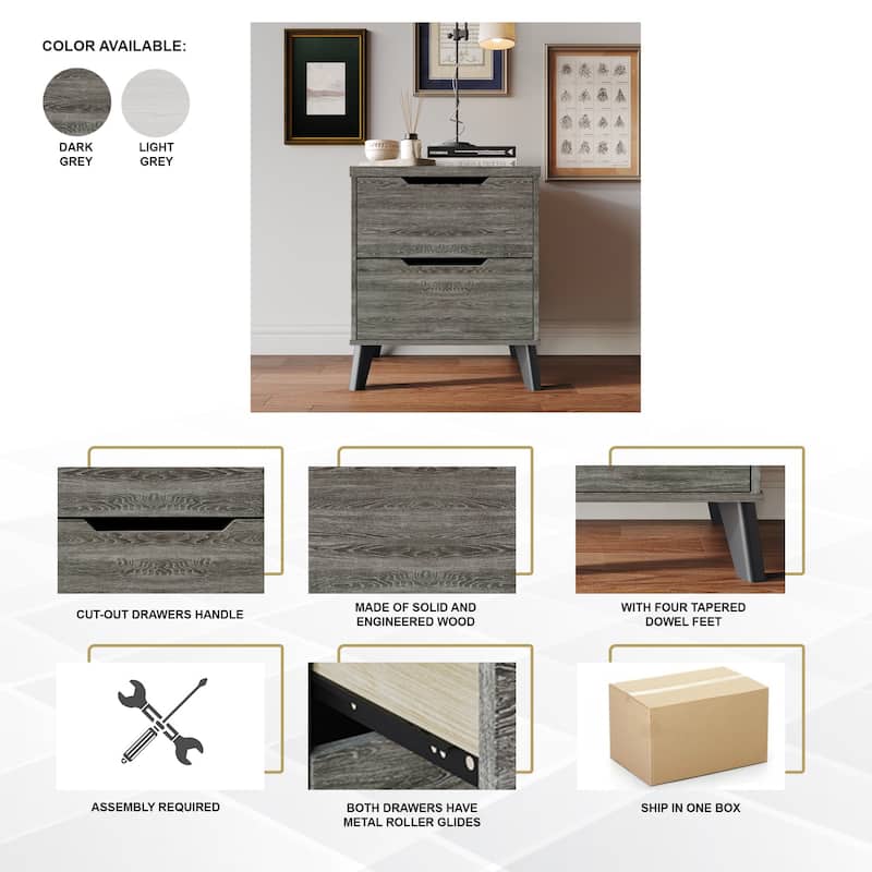 CraftPorch Chic and Vintage Wooden Nightstand with 2 drawers