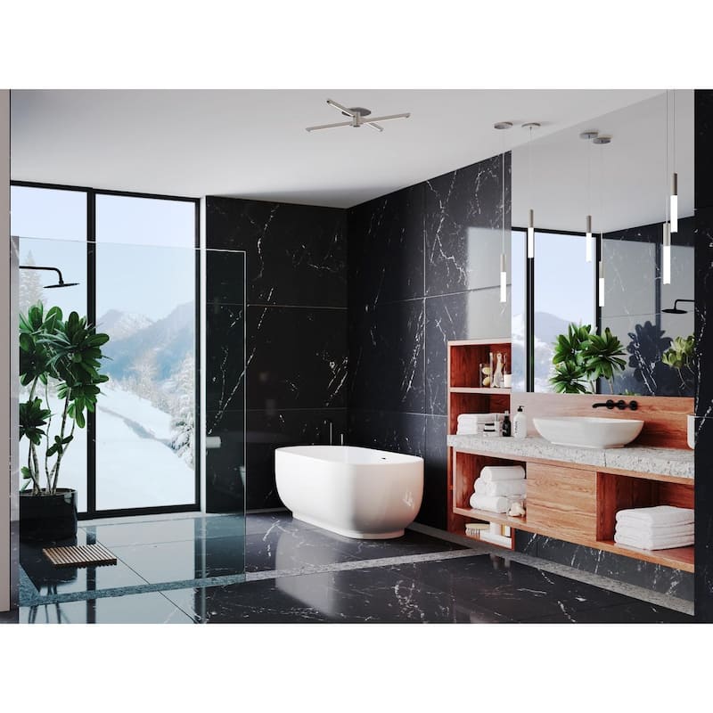 Pivot LED Four-Light Burnished Nickel Modern Semi- Flush or Wall Mount Fixture - 25 in x 25 in x 4.37 in