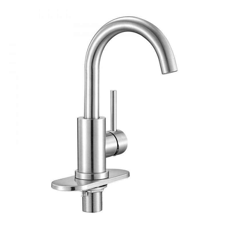 Silver Stainless Steel Kitchen Faucet with 360 Rotating High-Arc Spout - 7.20 x 1.97 x 11.61 inch