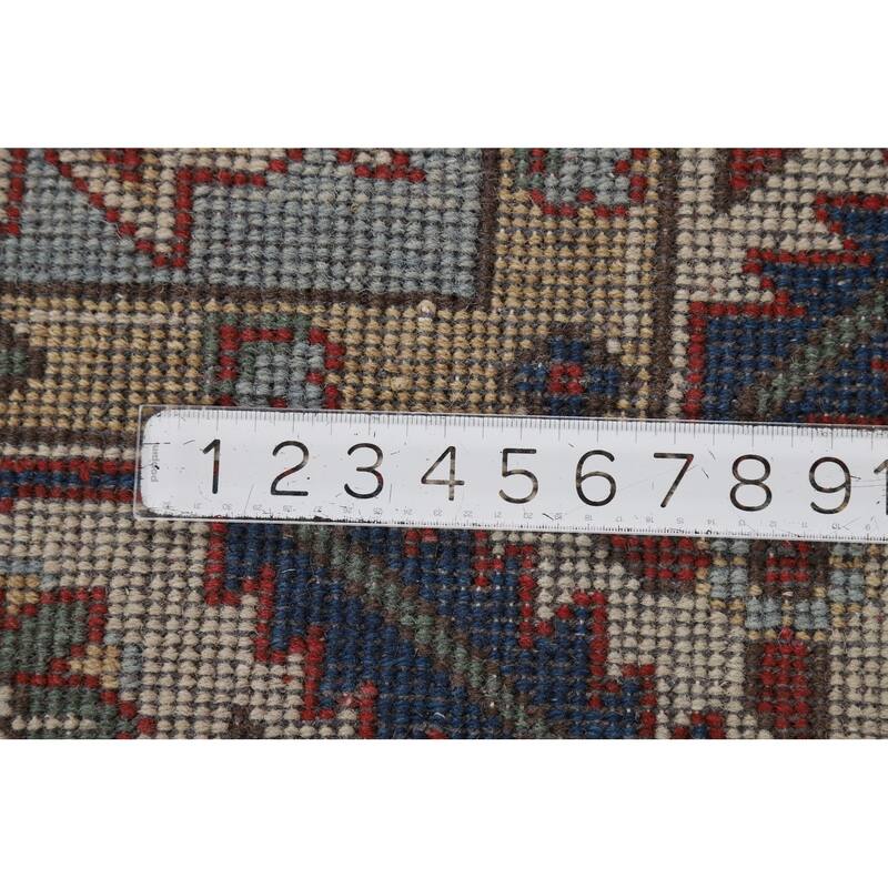 Light Blue Heriz Serapi Indian Area Rug Hand-Knotted Wool Carpet - 7'9" x 9'9"