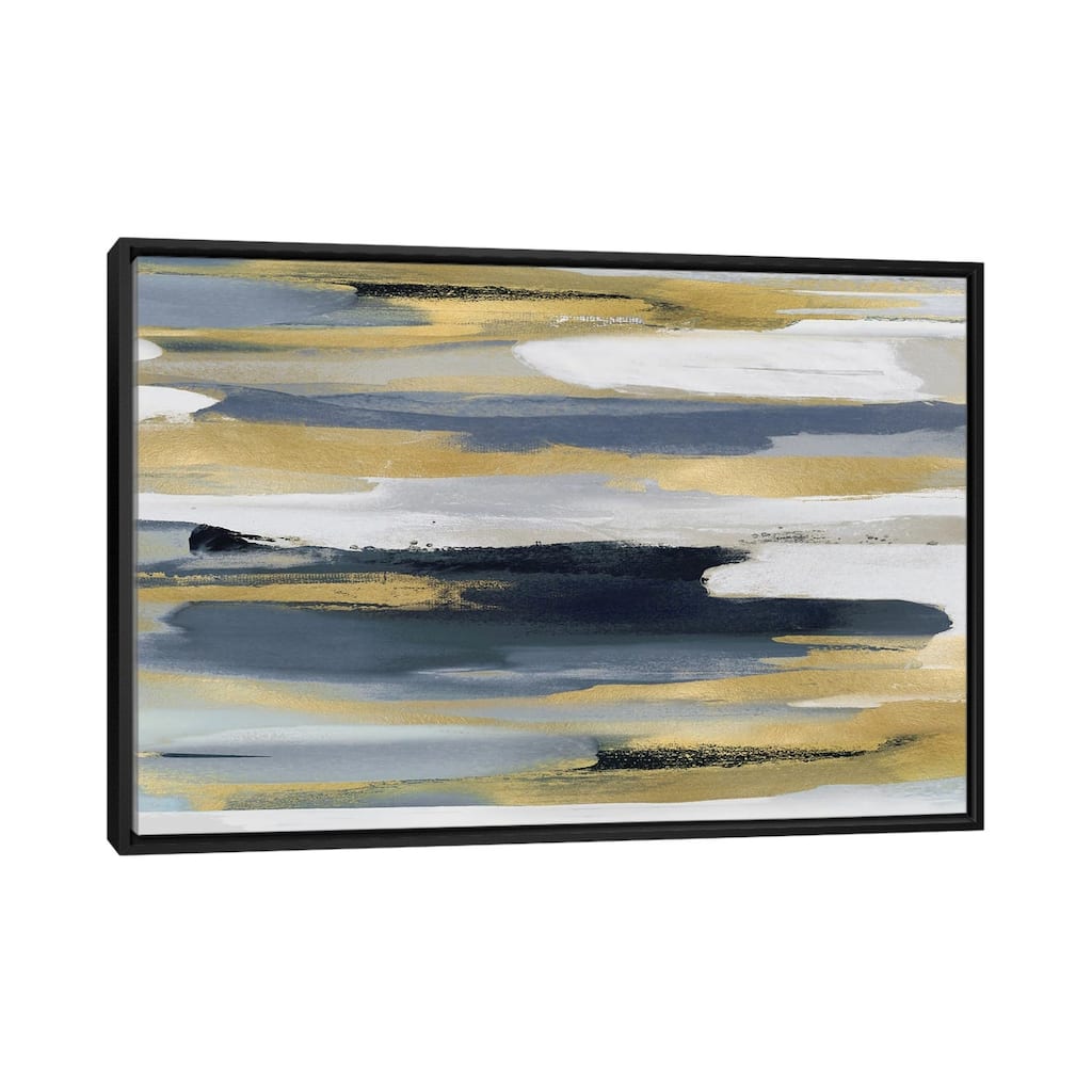 iCanvas "Beyond In Blue And Gold I" by Jackie Hanson Framed Canvas Print