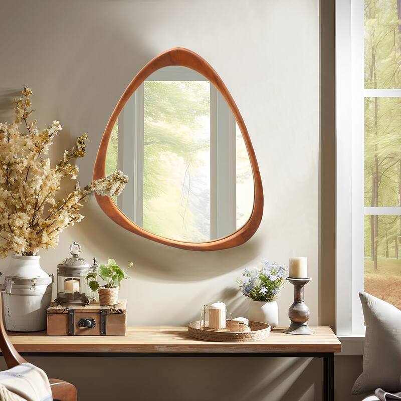 Irregular Mirror Asymmetrical Wood Wall Mirror