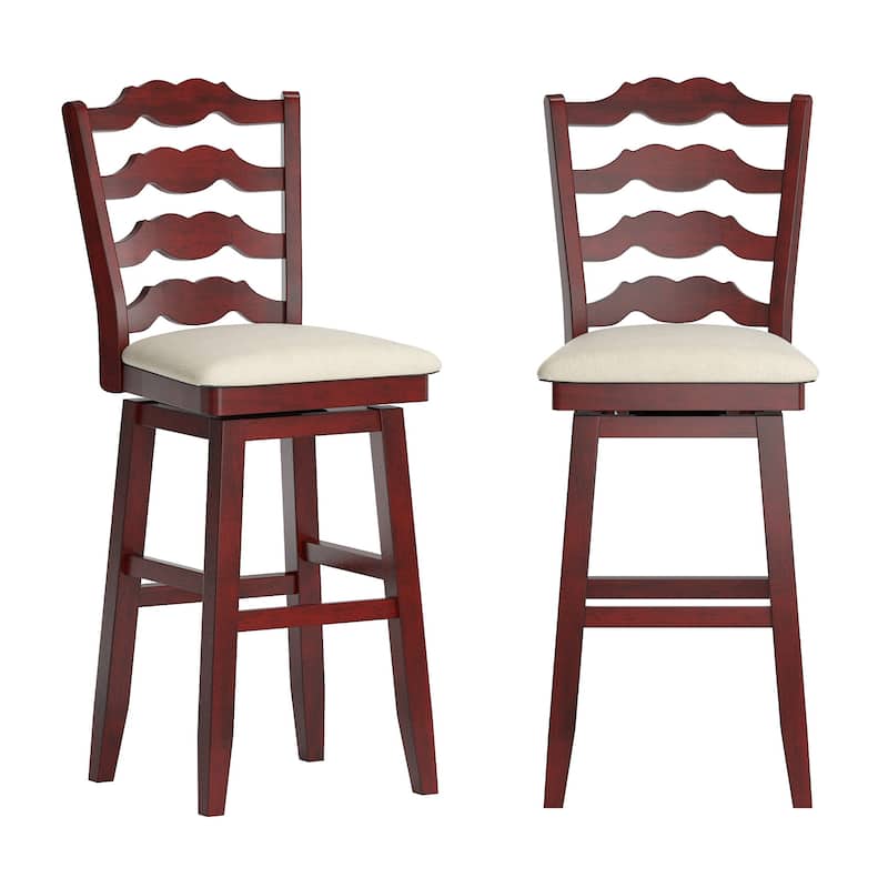 Ronda French Ladder Back Swivel Stool - Antique Berry Red - Bar Height