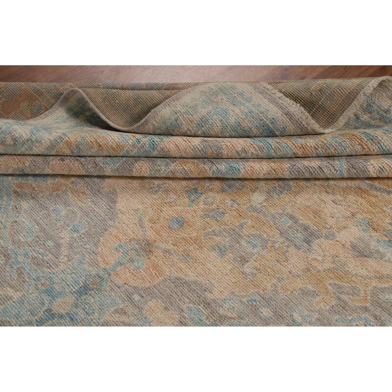 Hand Knotted Oriental 100% Wool Carpet Transitional Floral Greys & Charcoal Oushak Area Rug - 10' 0'' X 8' 0''