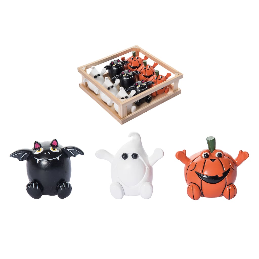 Halloween Spooky Character Figurines Set of 9 in Crate