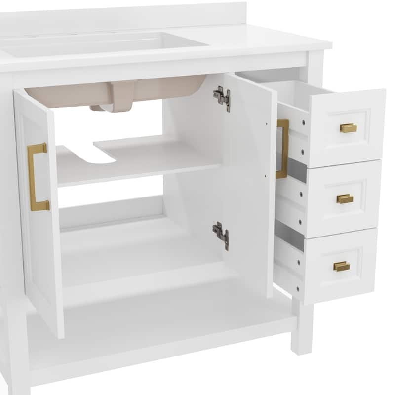 Bathroom Vanity with Sink, Open Storage, and Storage Drawers