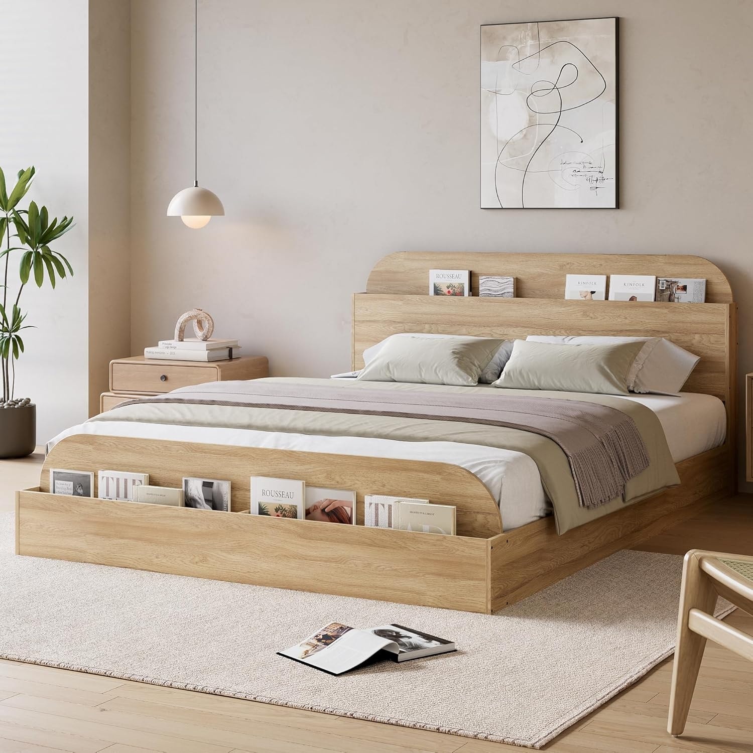 Bedroom Bed Frame with Headboard & Footboard – Low Platform Bed, Twin-Floor Design, Noise-Free, No Box Spring Needed