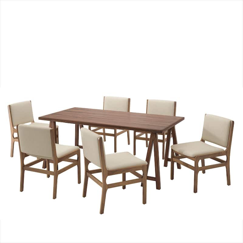 Coston Upholstered Rubberwood 7 Piece Dining Set by Christopher Knight Home