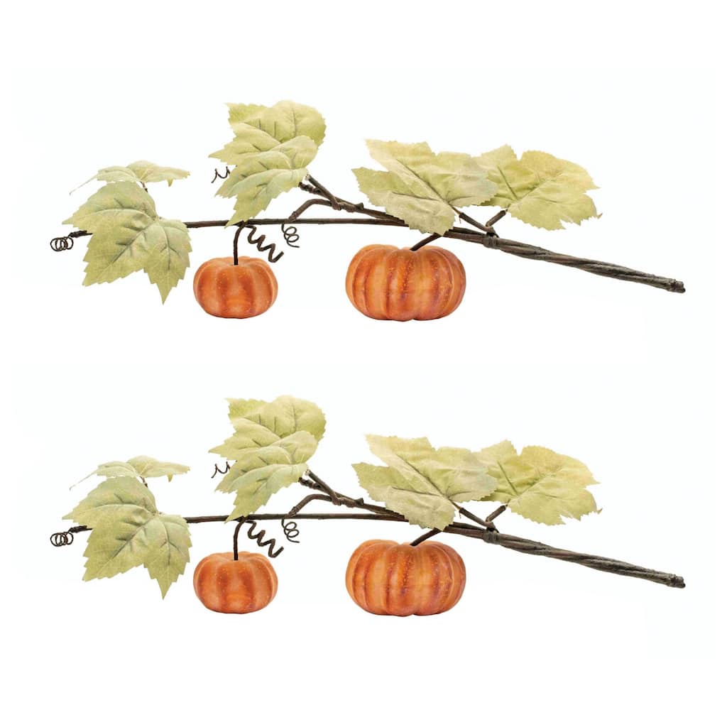 Pumpkin and Maple Leaf Artificial Fall Harvest Sprays - 21.25" - Set of 2
