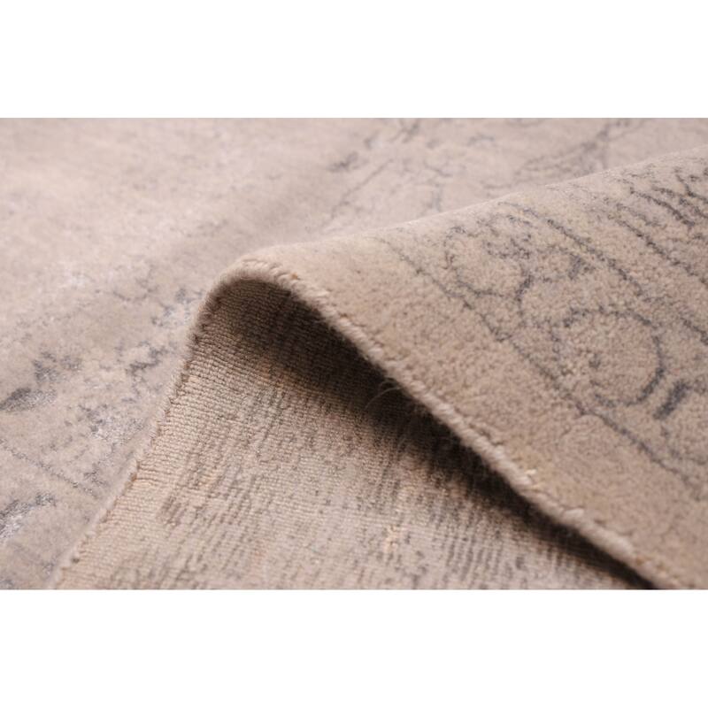 ECARPETGALLERY Hand-knotted Elysian Grey Viscose, Wool Rug - 7'11 x 11'2