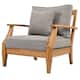 SAFAVIEH Couture Freida Wood Patio Arm Chair - 31.4" W x 35.6" L x 32.6" H - 31"W x 36"D x 33"H