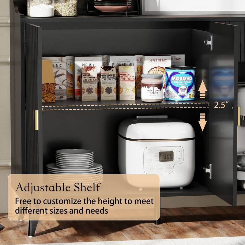 Wooden Accent Cabinet, Sideboard Credenza or TV Stand with Cabinet Doors and Adjustable Shelves