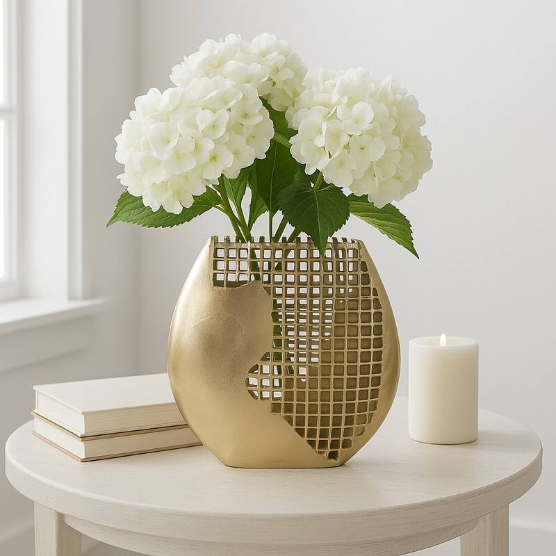 Metal Vase Modern Glam Decorative Accent Interior Decor - 14" Gold - Gold - 14" x 4" x 13.75"