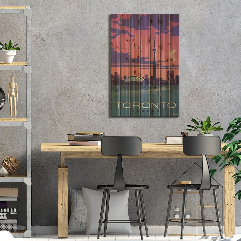 Toronto Print On Wood by IdeaStorm Studios - Multi-Color