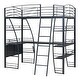 preview thumbnail 7 of 12, Stylish Twin Size Loft Bed with 4 Layers of Shelves, L-shaped Desk, a set of Sockets, USB Ports and and Wireless Charging, Black
