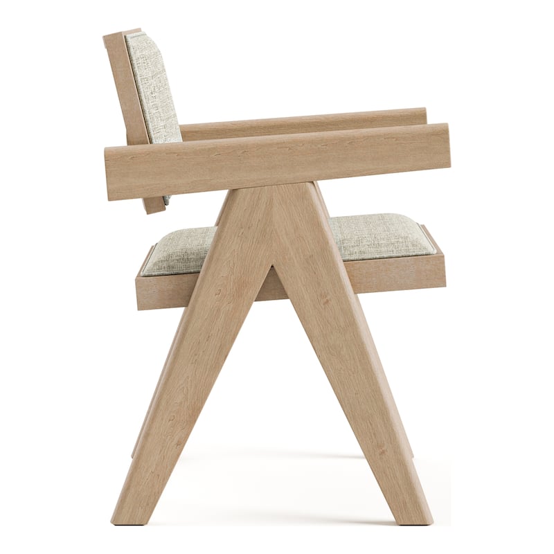 Furniture of America Rockinwel Modern Natural Oak Wood Upholstered Arm Chair (Set of 2)