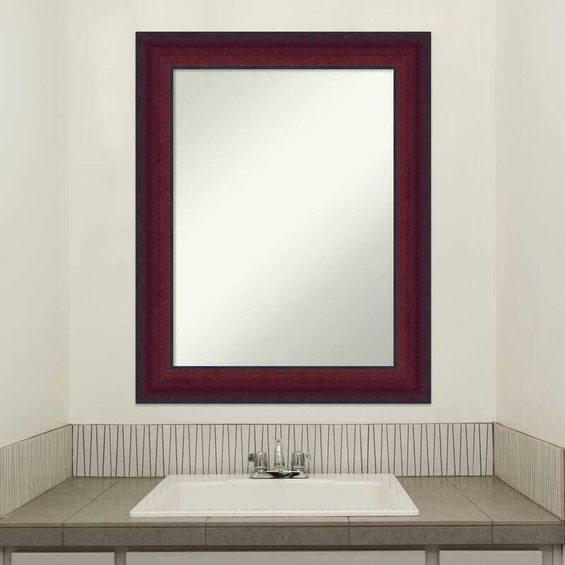 Canterbury Cherry Non-Beveled Wood Framed Bathroom Vanity Wall Mirror - Canterbury Cherry