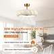 preview thumbnail 11 of 16, 29" Brass Faux Silk Modern Cloud Dimmable Caged Fandelier Ceiling Fan with LED Light and Remote - 29.3" W x 29.3" D x 17.3" H
