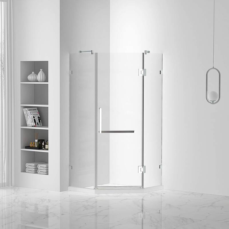 Fine Fixtures Shower Enclosure Neo Angle Frameless Tempered Glass