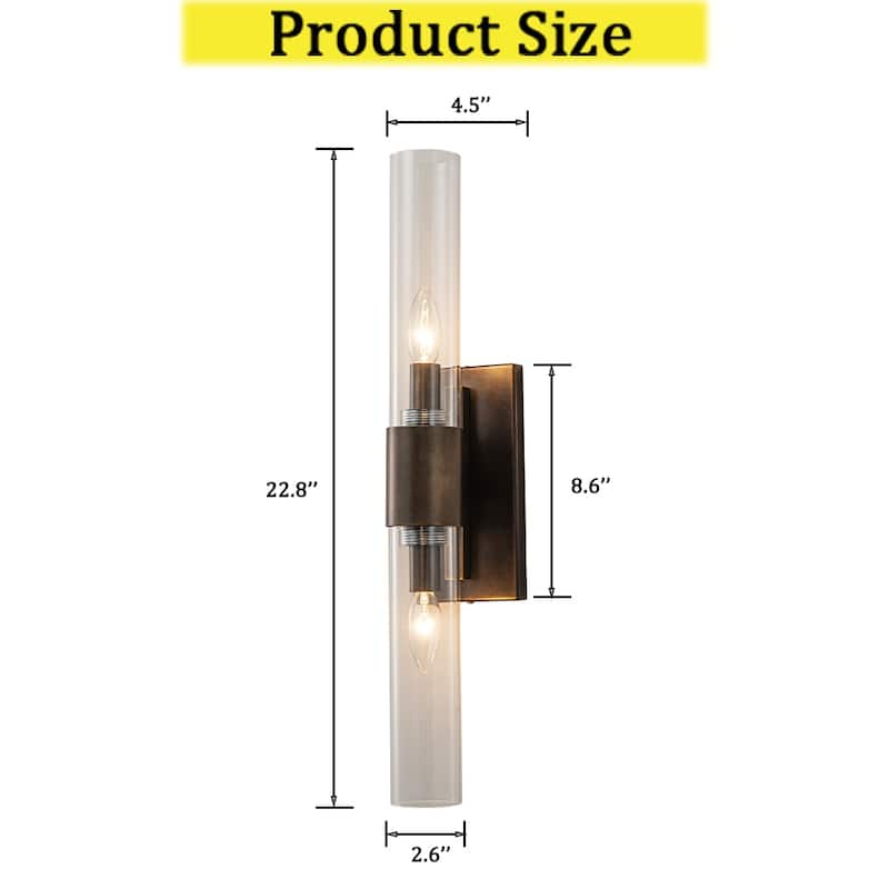 Crafthome 23'' Tall Antique Bronze 2-Light Modern Vanity Light Over Mirror Unique/Statement Double Wall Sconce - W5"