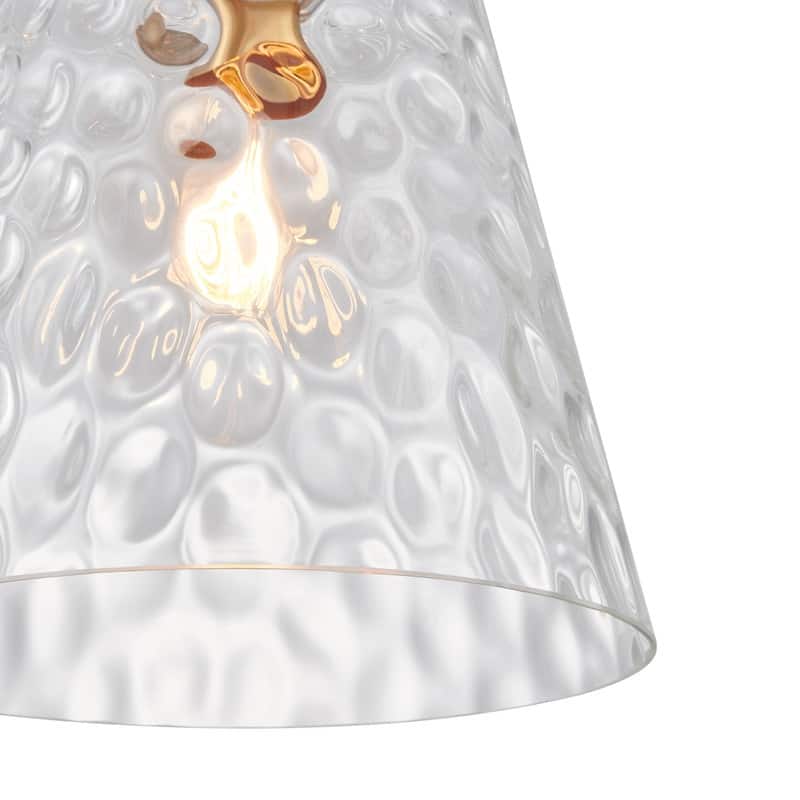 KAWOTI Adjustable Pendant Light with Hammered Glass Shade - W14"*H13.5"(MaxH21.5"~ 45.5")