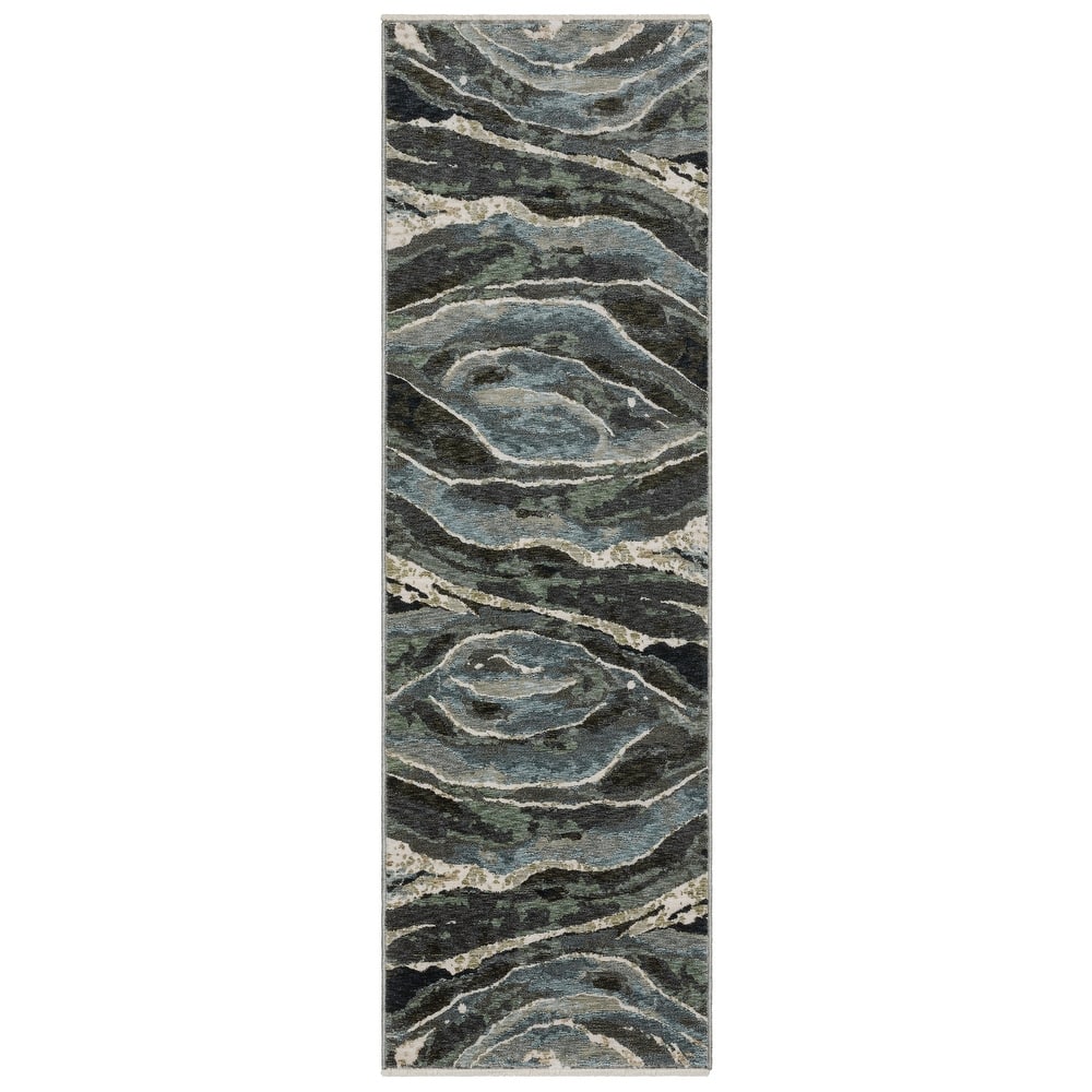 Style Haven Estella Abstract Waves Blue/ Green Area Rug