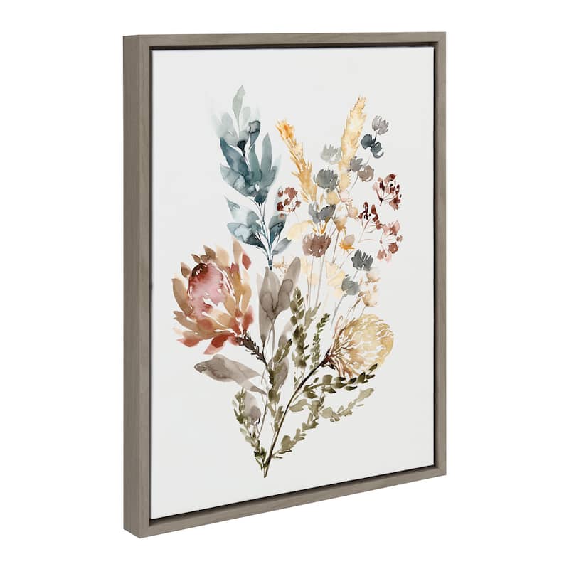 Kate and Laurel Sylvie Wildflower Bunch Framed Canvas by Sara Berrenson - 18x24 - Plastic - Grey