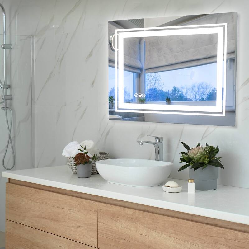 LED Bathroom Vanity Mirror 3 Colors Dimmable with Front and Backlit for Bedroom,Hotel