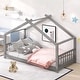 preview thumbnail 19 of 25, White Wood House Bed Twin Size - Playhouse Design, Sturdy Pinewood Frame Gray