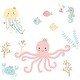 preview thumbnail 1 of 1, Bedtime Originals Ocean Mist Pink/Aqua Sea Animals Wall Decals